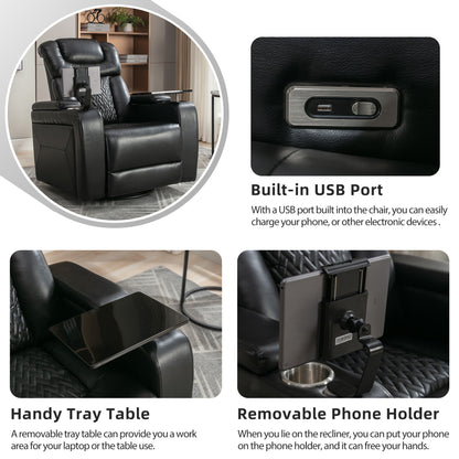 Comfort Max 270 Degree Swivel Power Recliner - Black