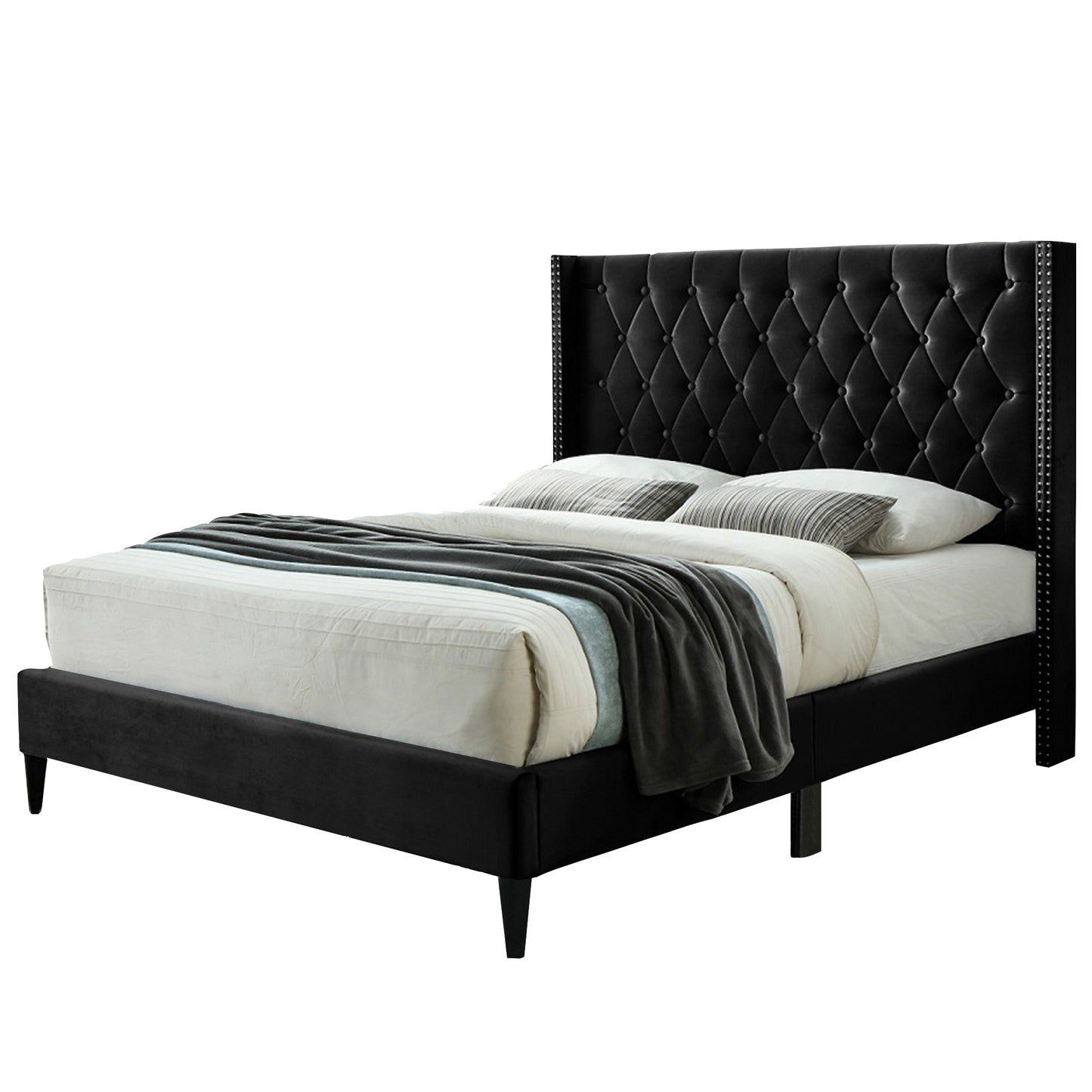 Go Green Woods Amelia Velvet Tufted Queen Platform Bed