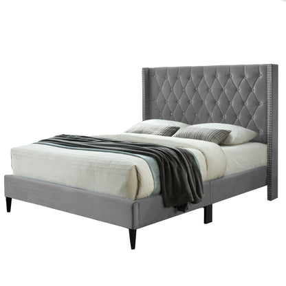 Go Green Woods Amelia Velvet Tufted Queen Platform Bed