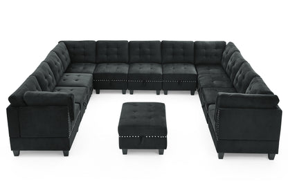 Supa Modular Sectional Velvet Sofa Set 5 - Black