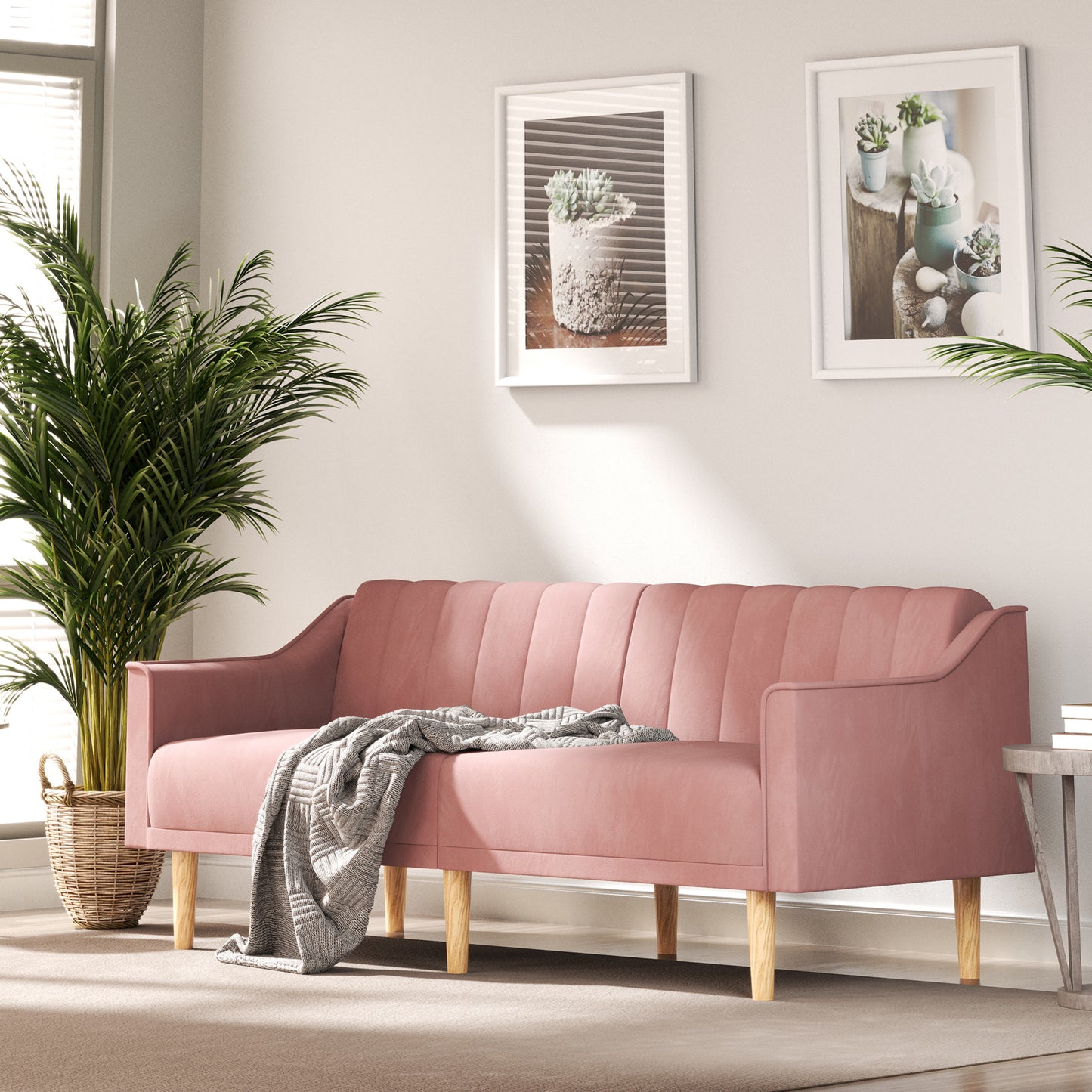 Amy Convertible Sofa Bed  - Pink