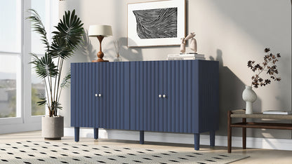 Butler Wavy Pattern Doors Sideboard Buffet - Navy Blue