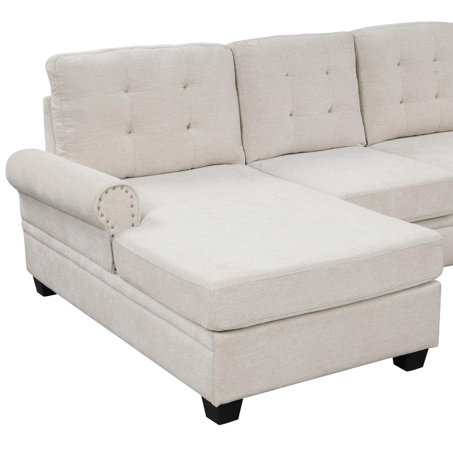Aisha Modern U-Shaped Corner Sectional Sofa - Beige