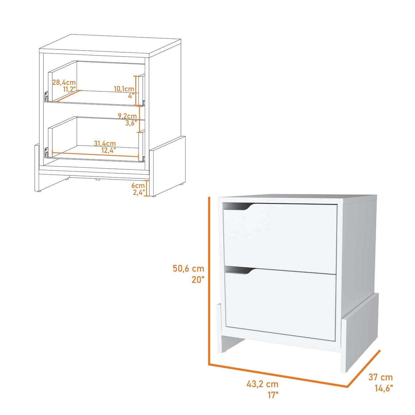 Ralston 2-Drawer Nightstand - White