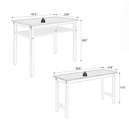 Moss 3pc Dining Set Farmhouse Table with 2 Benches - White Oak