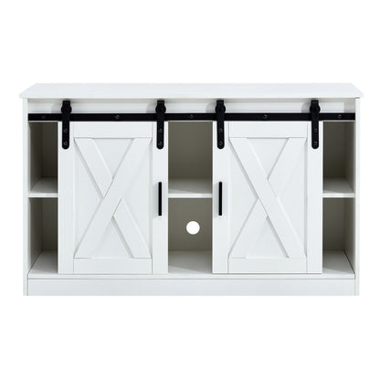 Wiz TV Stand with Sliding Barn Doors - White
