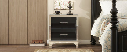 Astral High Gloss Nightstand with Metal Handle - Black