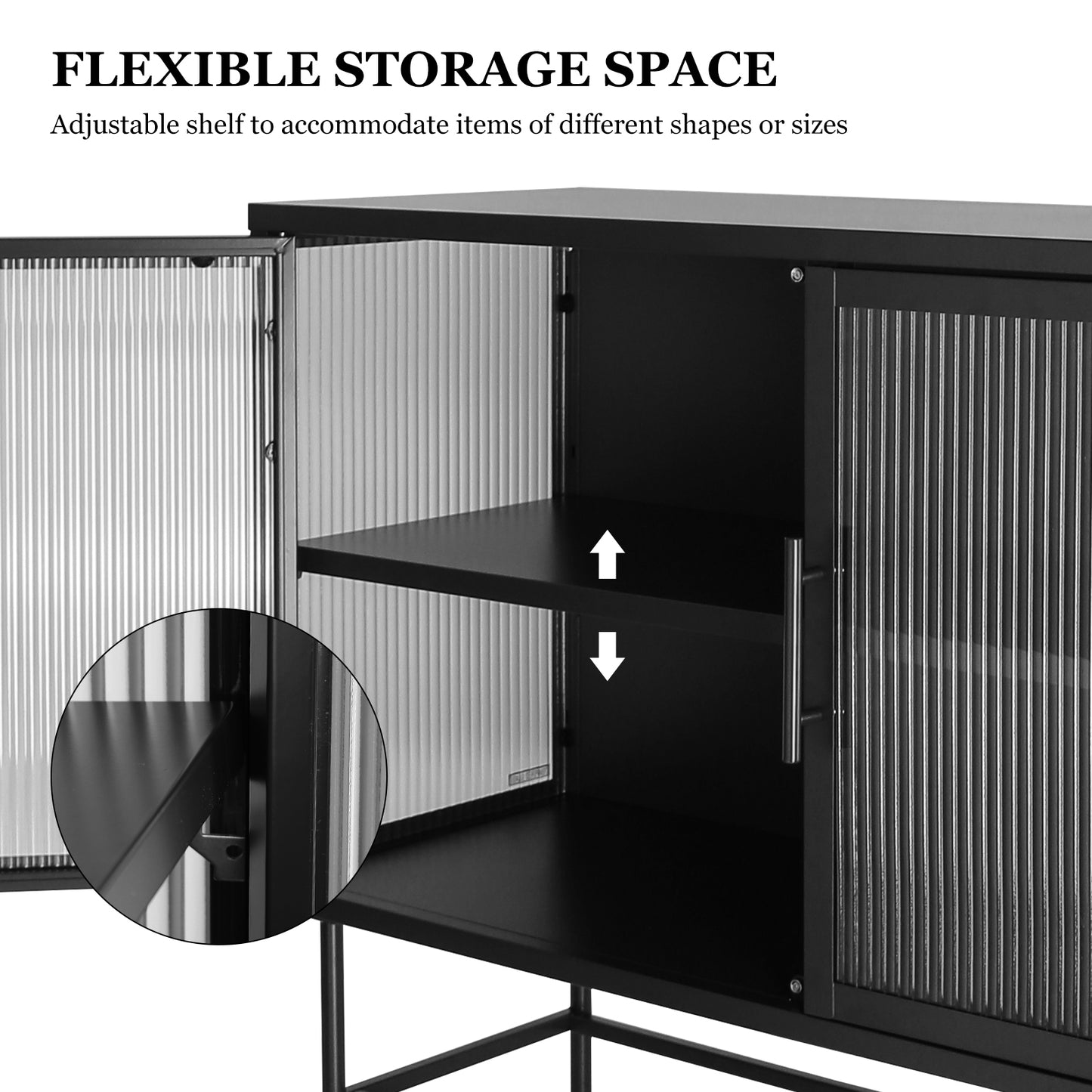 Pratt II Double Door Tempered Glass Sideboard - Black