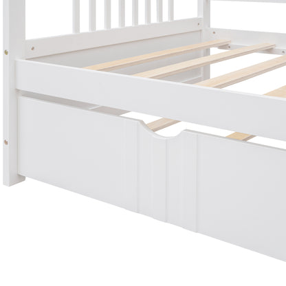 Lex Twin Size Wooden Daybed with Twin Size Trundle - White