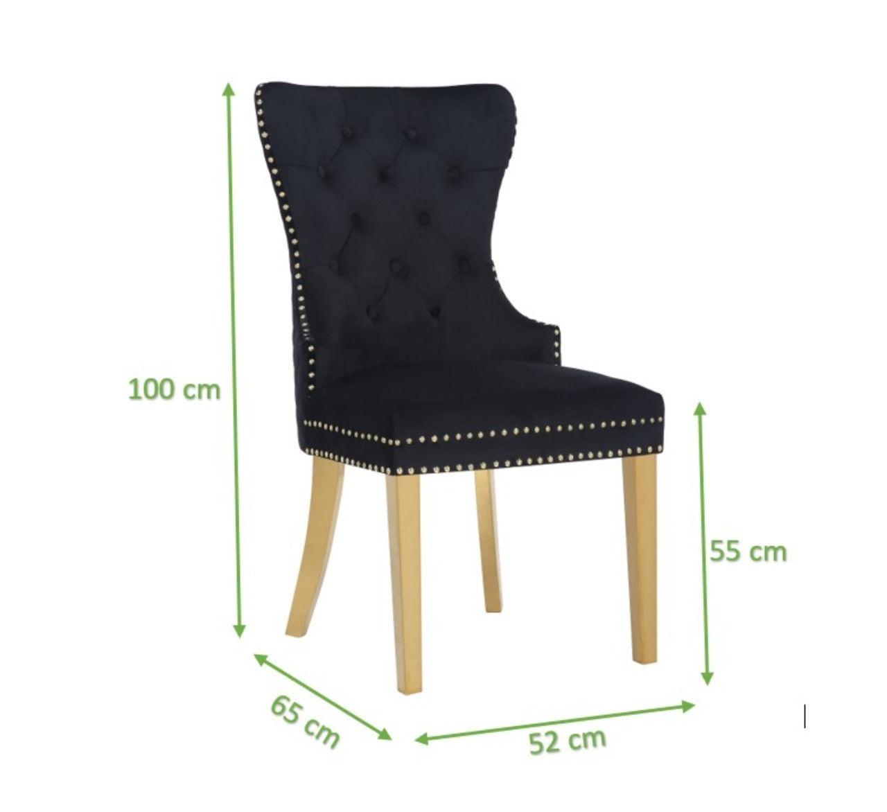 Newton Dining Velvet Chair (Set of 2)- Black