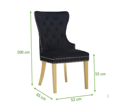 Newton Dining Velvet Chair (Set of 2)- Black