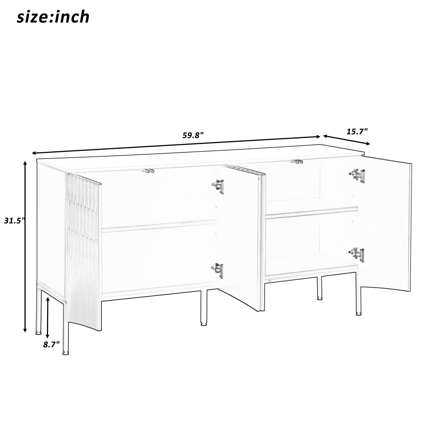 Arched Curved Bottom Doors Sideboard Buffet - Navy Blue
