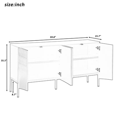 Arched Curved Bottom Doors Sideboard Buffet - Navy Blue