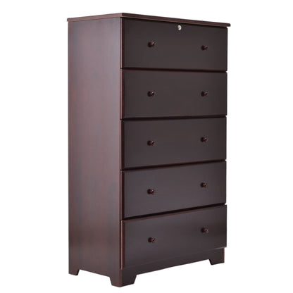 Go Green Woods Isabela Solid Pine Wood 5 Drawer Chest Dresser