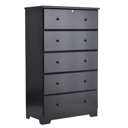 Go Green Woods Isabela Solid Pine Wood 5 Drawer Chest Dresser