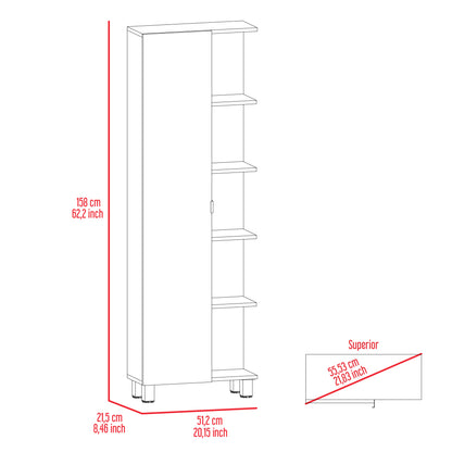Portland 5-Shelf Linen Cabinet - Gray
