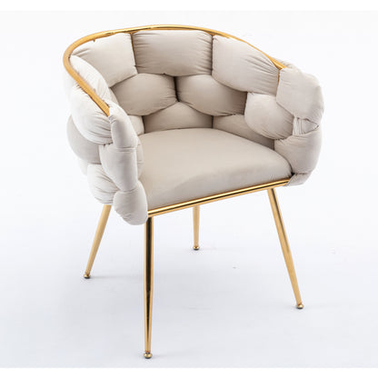 Luna Luxury Modern Velvet Chair - Beige