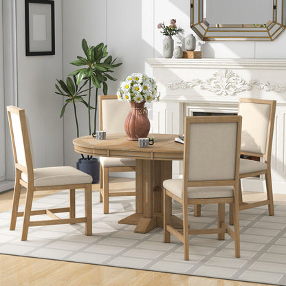 Alba 5pc Dining Set Extendable Table 4x Side Chairs - Natural