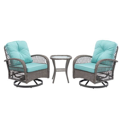 Tompkins 3 Pc Outdoor Swivel Rocker Patio Chairs - Blue