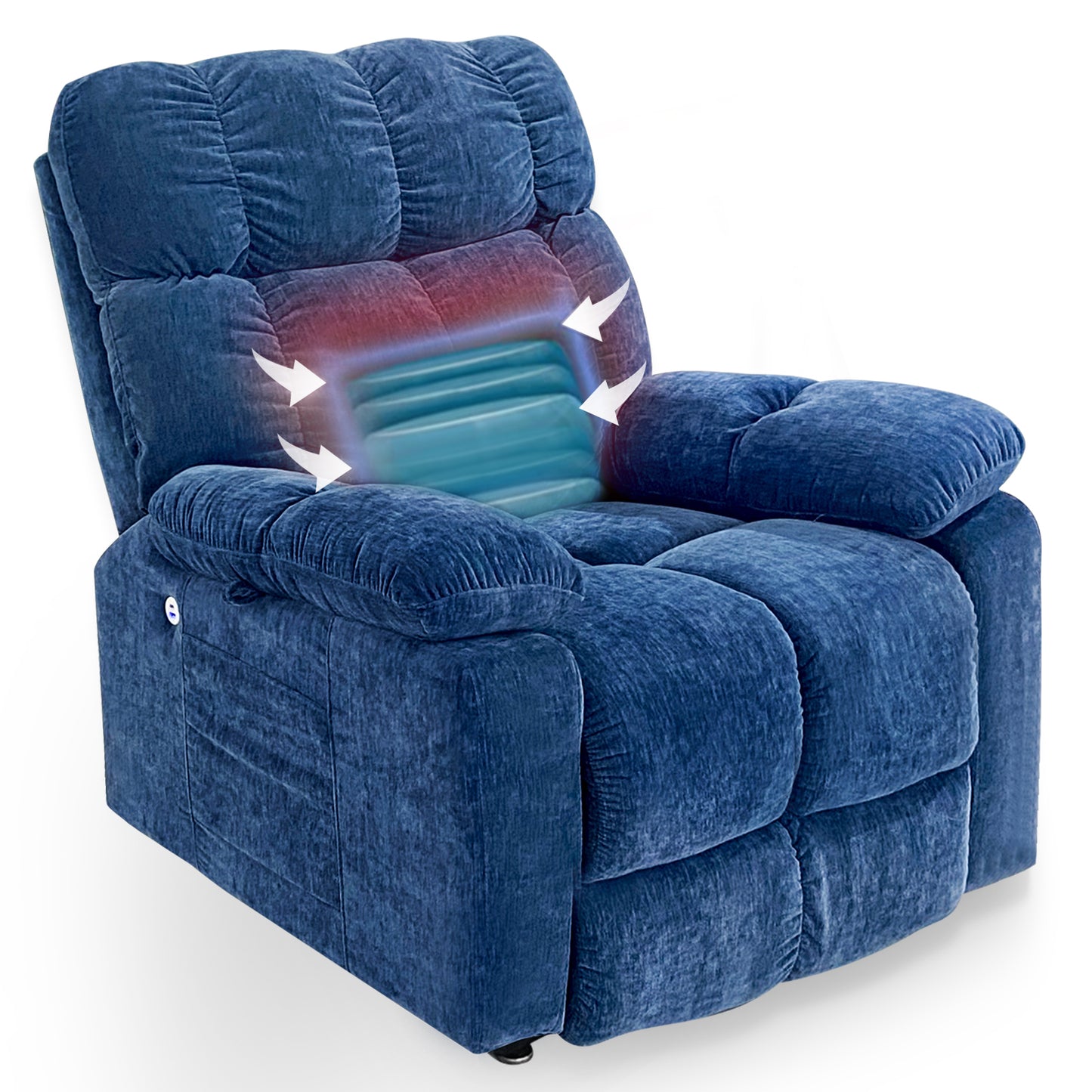 Quest Power Lift Recliner Chair  with Massage and Heat - Blue