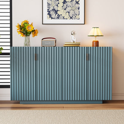 Lyons 4 Wavy Doors Ample Storage Space Sideboar - Teal