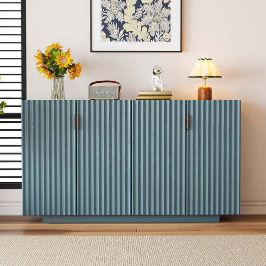 Lyons 4 Wavy Doors Ample Storage Space Sideboar - Teal