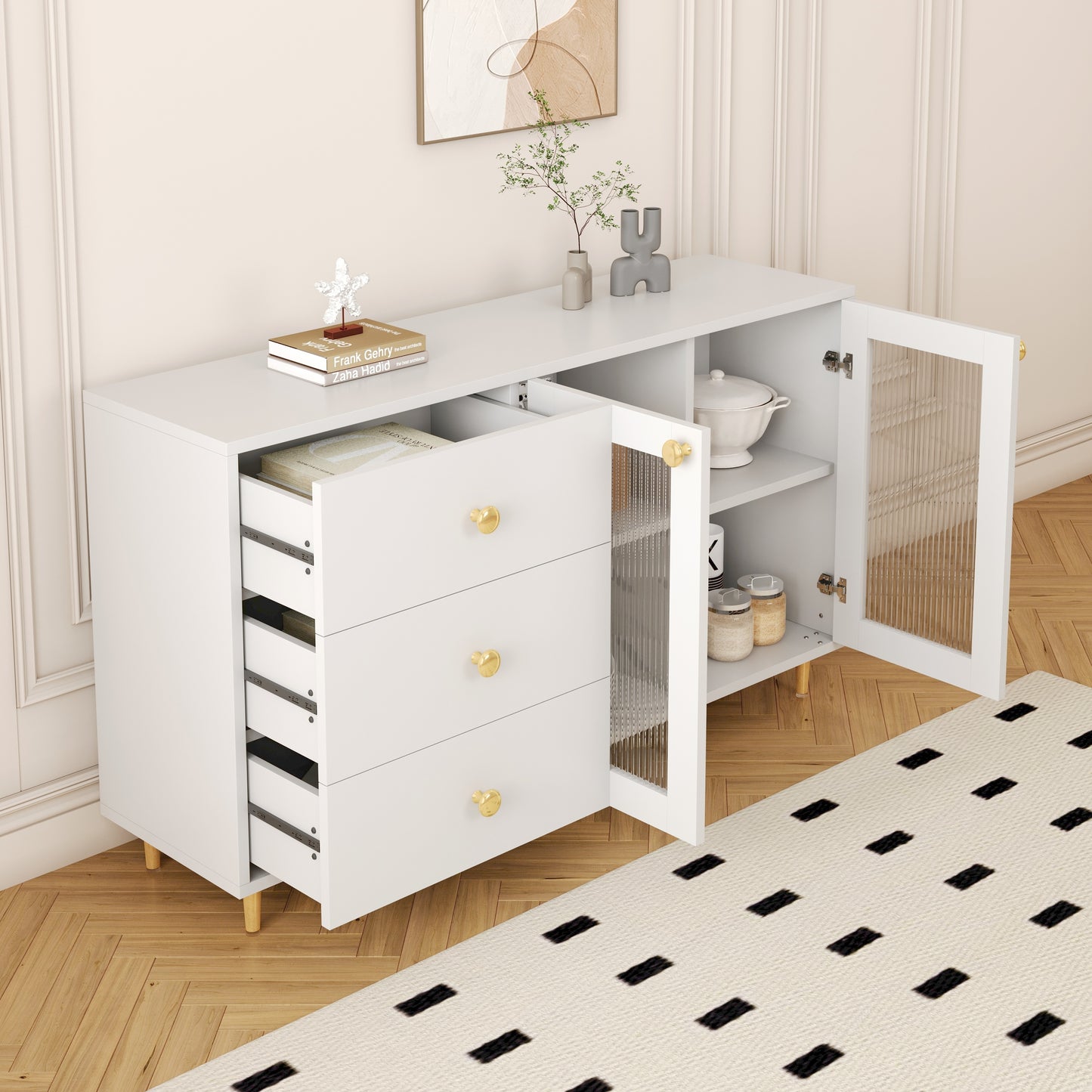 Abi Modern Minimalist Side Cabinets - White