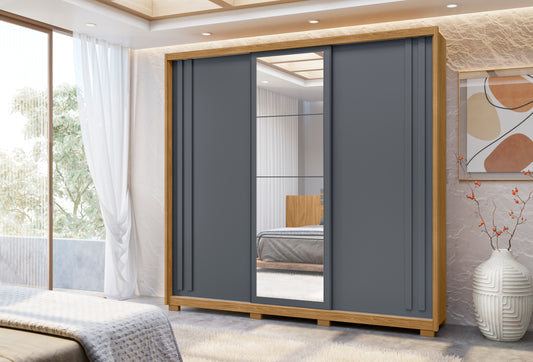 Wardrobe San Marino - Gray + Mirror