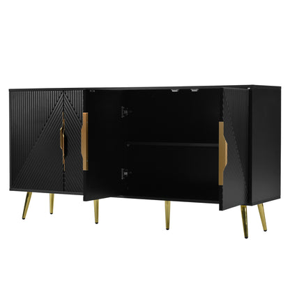 Aida Wave Geometric Design Sideboard Buffet - Black