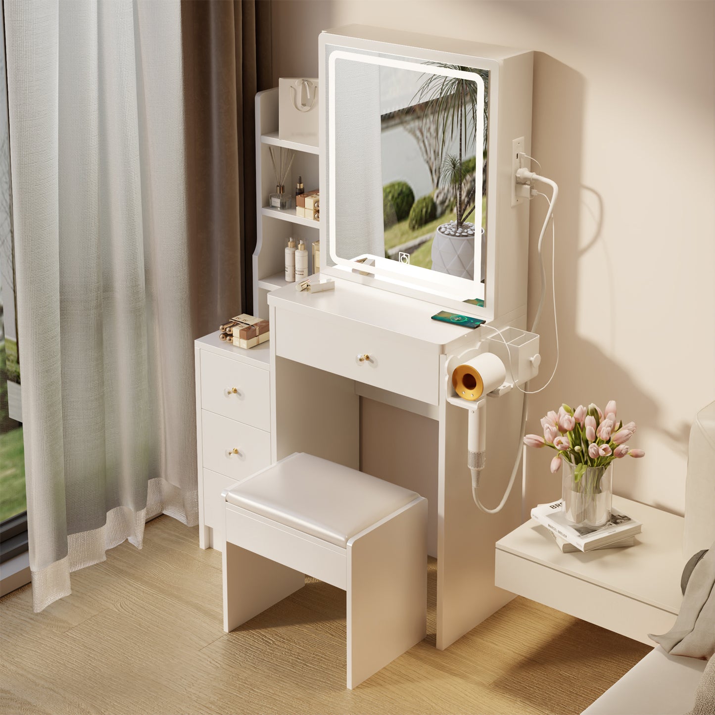 Dova Makeup Vanity Desk Set - White