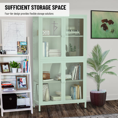 Hart Four Glass Door Storage Cabinet - Mint Green
