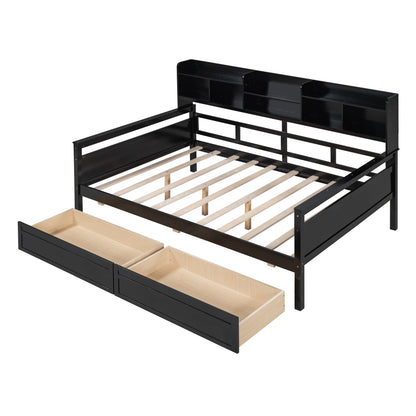 Ozi Full Size Metal Daybed with 2 Drawers - Espresso