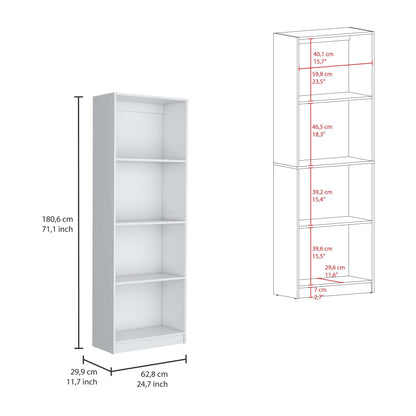 Abo Bookcase Cabinet with 4-Shelf - White