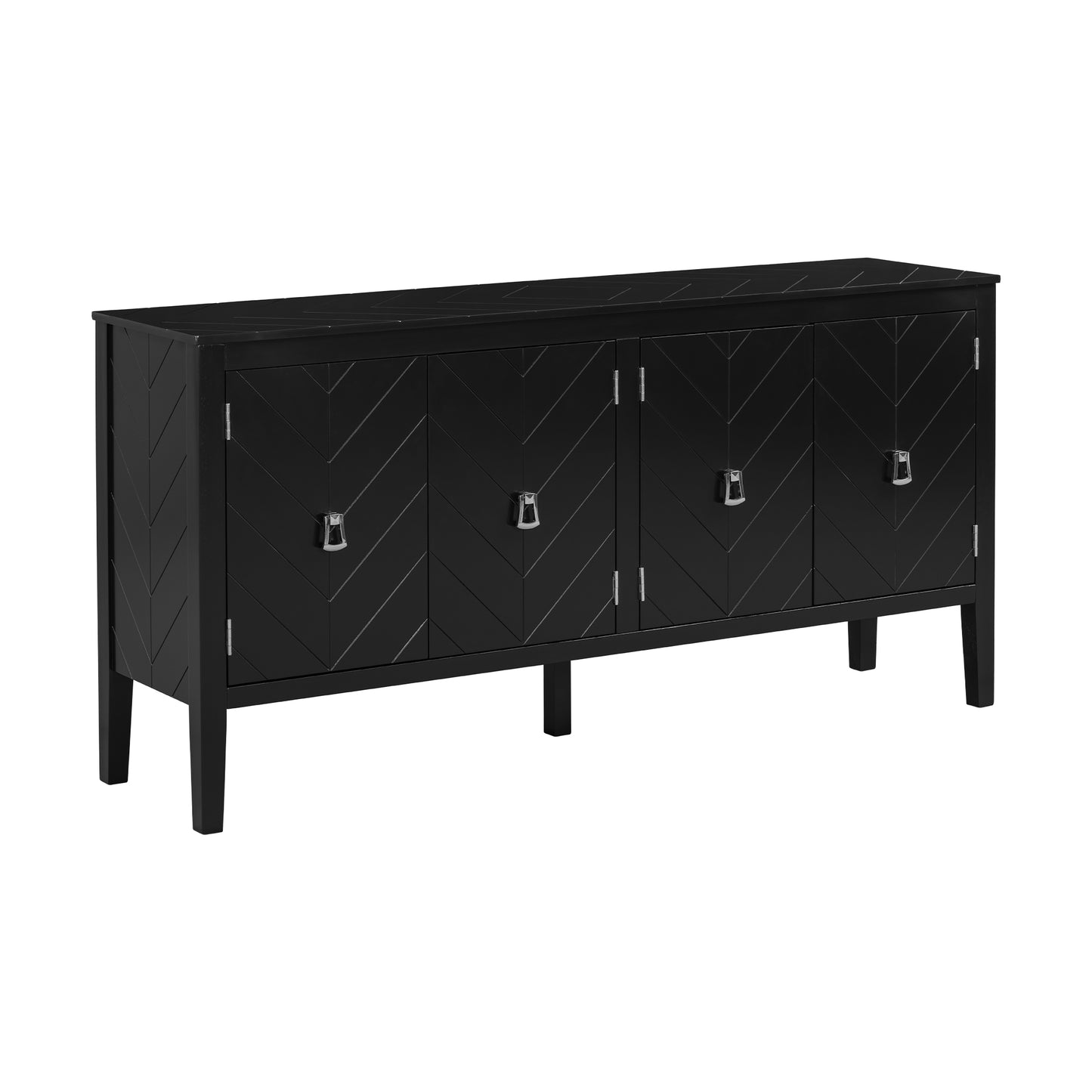 Briony Geometric Line Patterns Sideboard Buffet - Black