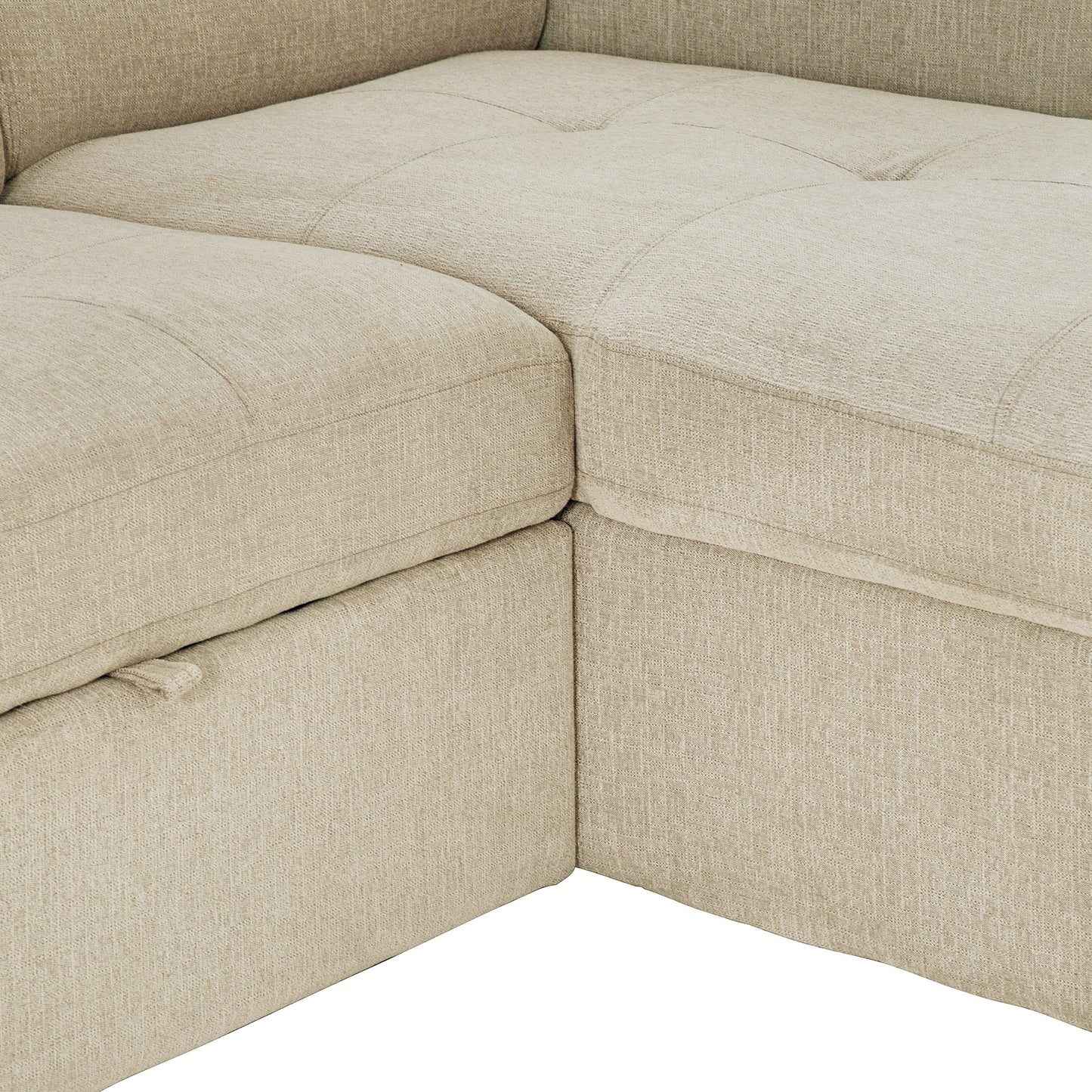 Tumic Pull-Out Sofa Bed L-Shape Sectional Sofa - Beige