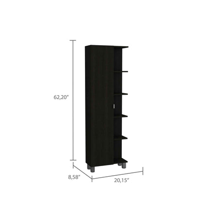 Portland 5-Shelf Tall Cabinet - Black