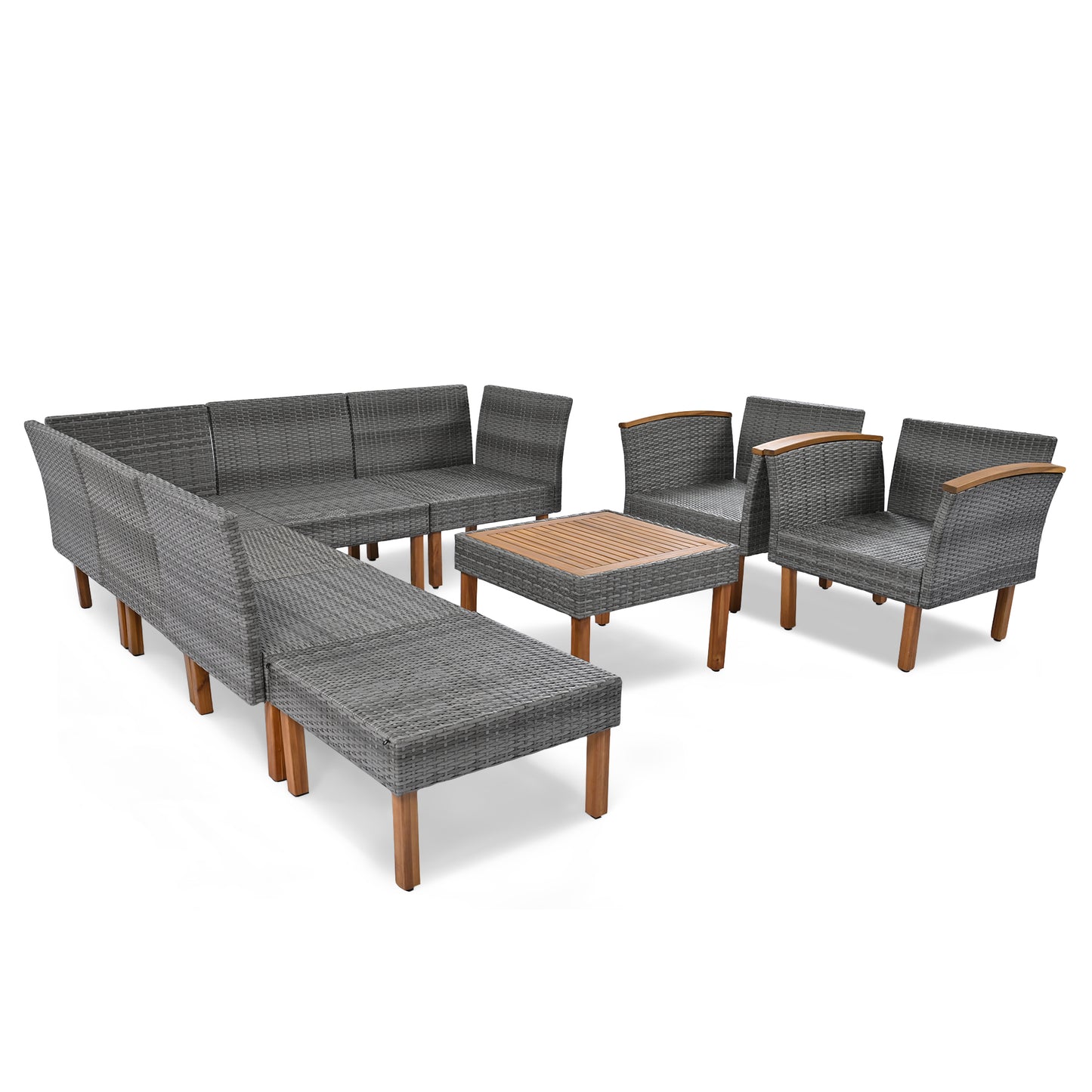 Dario 9 Pc Patio Rattan Furniture Set - Gray