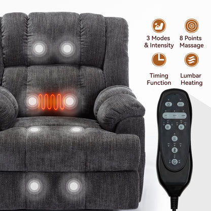Nia Dual Motor Power Recliners Heat Massage - Gray