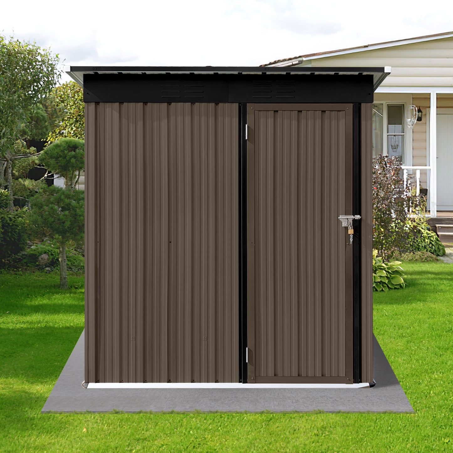 Morton 5 X 4 ft Metal Garden Sheds Outdoor Storage - Green