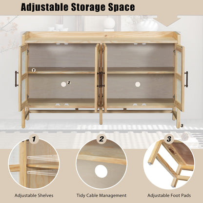 Hana Rattan Doors Sideboard Buffet - Natural