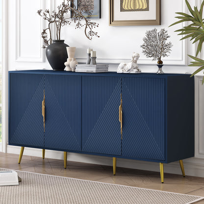 Aida Wave Geometric Design Sideboard Buffet - Navy Blue