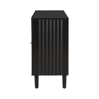 Butler Wavy Pattern Doors Sideboard Buffet - Black