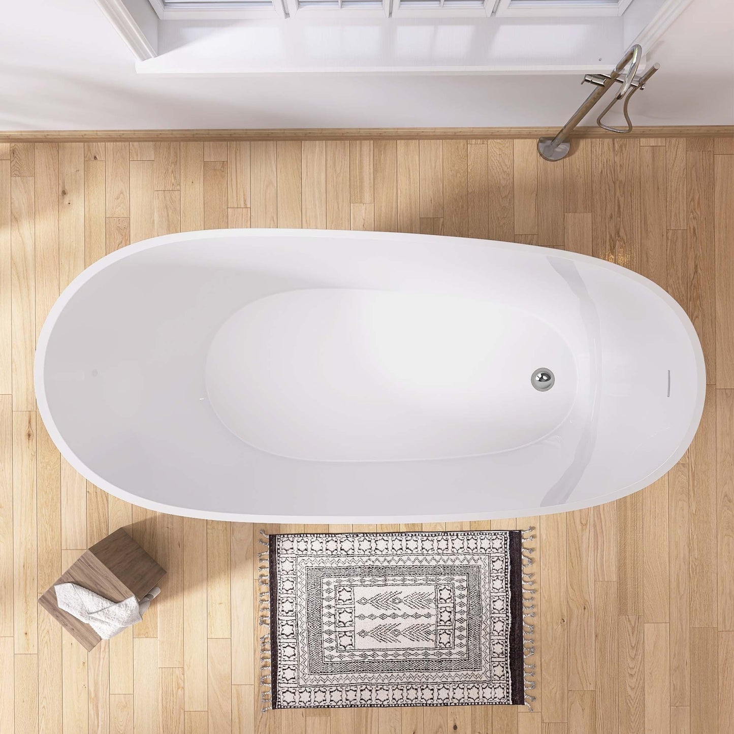 Nest 59" Acrylic Freestanding  Soaking Bathtub - White+Gray