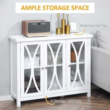 Arc Pattern Sideboard Buffet - White
