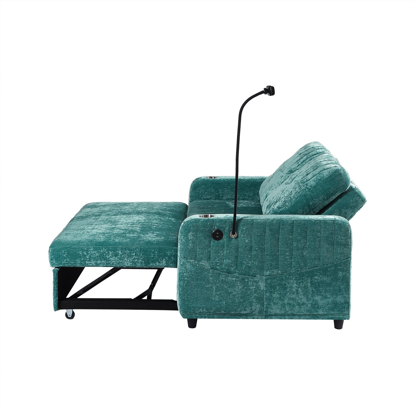 Rita Loveseat Pull-out Sofa Bed with Adjustable Backrest - Teal