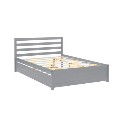 Amy Full Size Platform Bed Frame with Twin Trundle - Gray