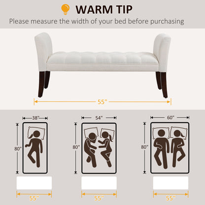 Evo Button-Tufted Bench - White