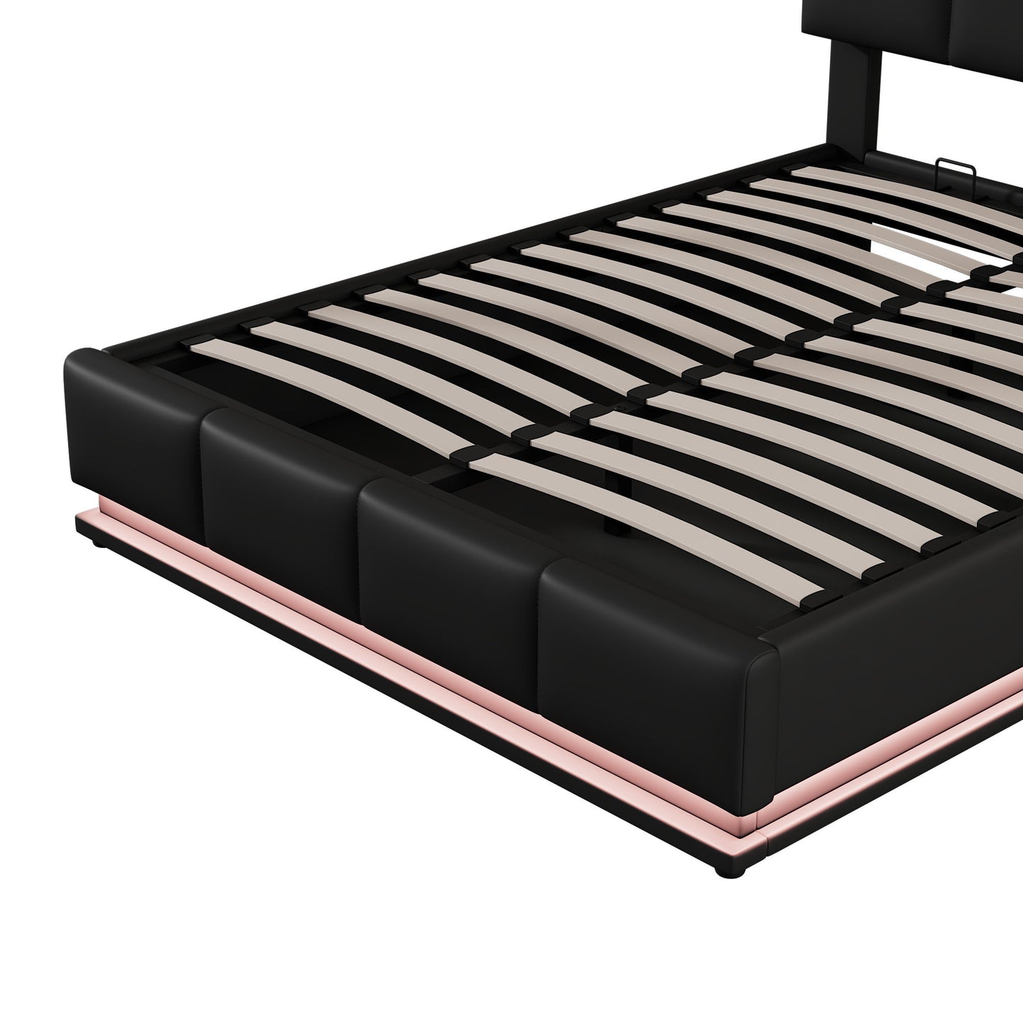 Lino Full Size PU Storage Bed w Hydraulic System - Black