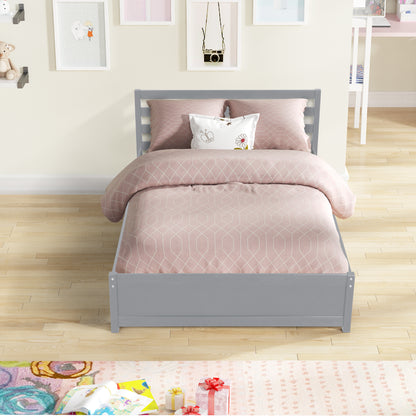 Amy Full Size Platform Bed Frame with Twin Trundle - Gray