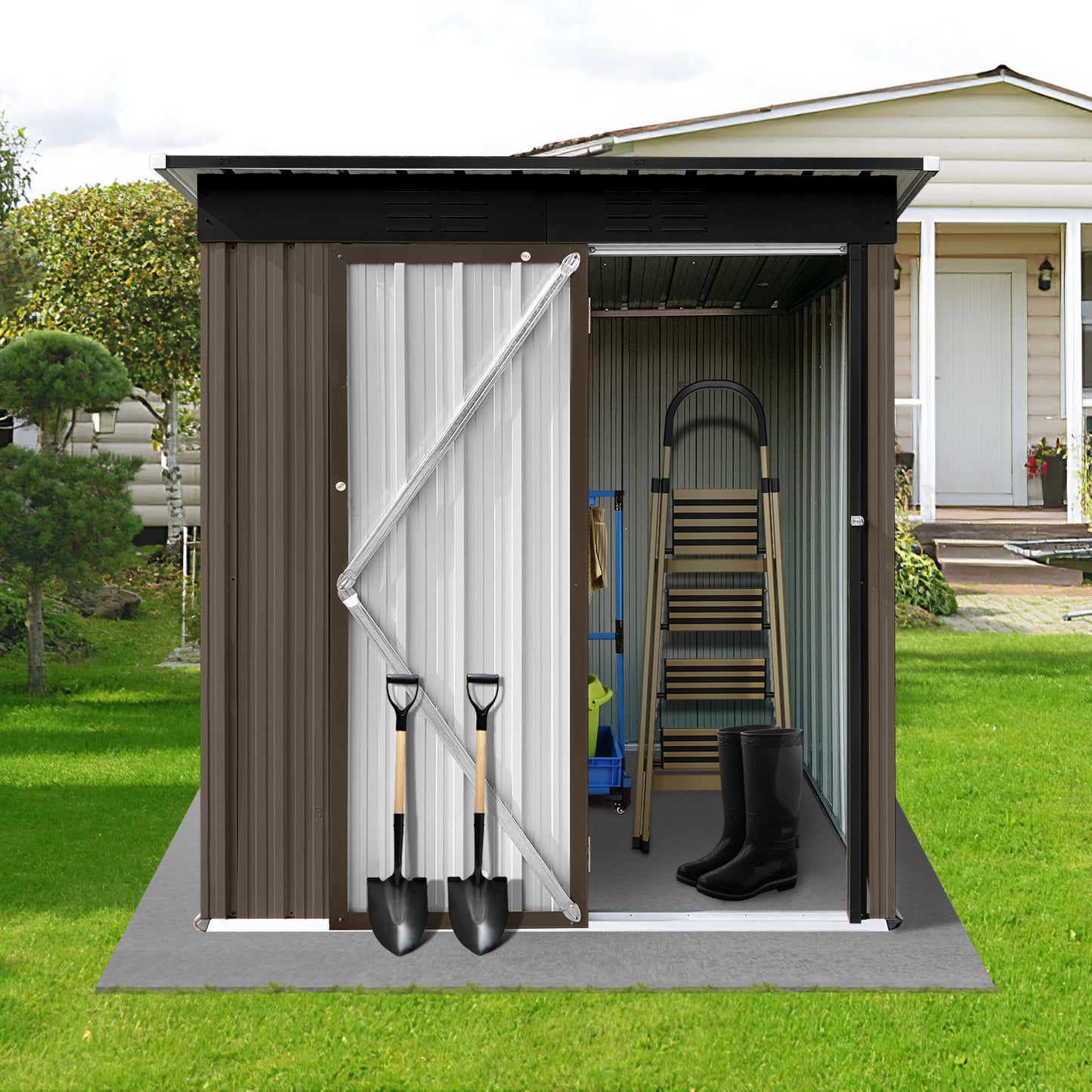 Morton 5 X 4 ft Metal Garden Sheds Outdoor Storage - Green